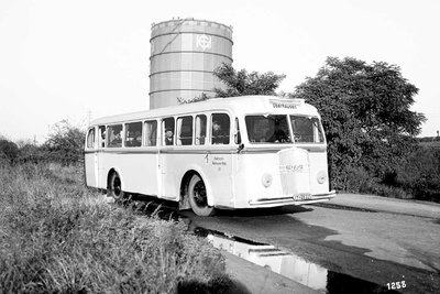 Old STOAG bus in front of the Oberhausen gasometer