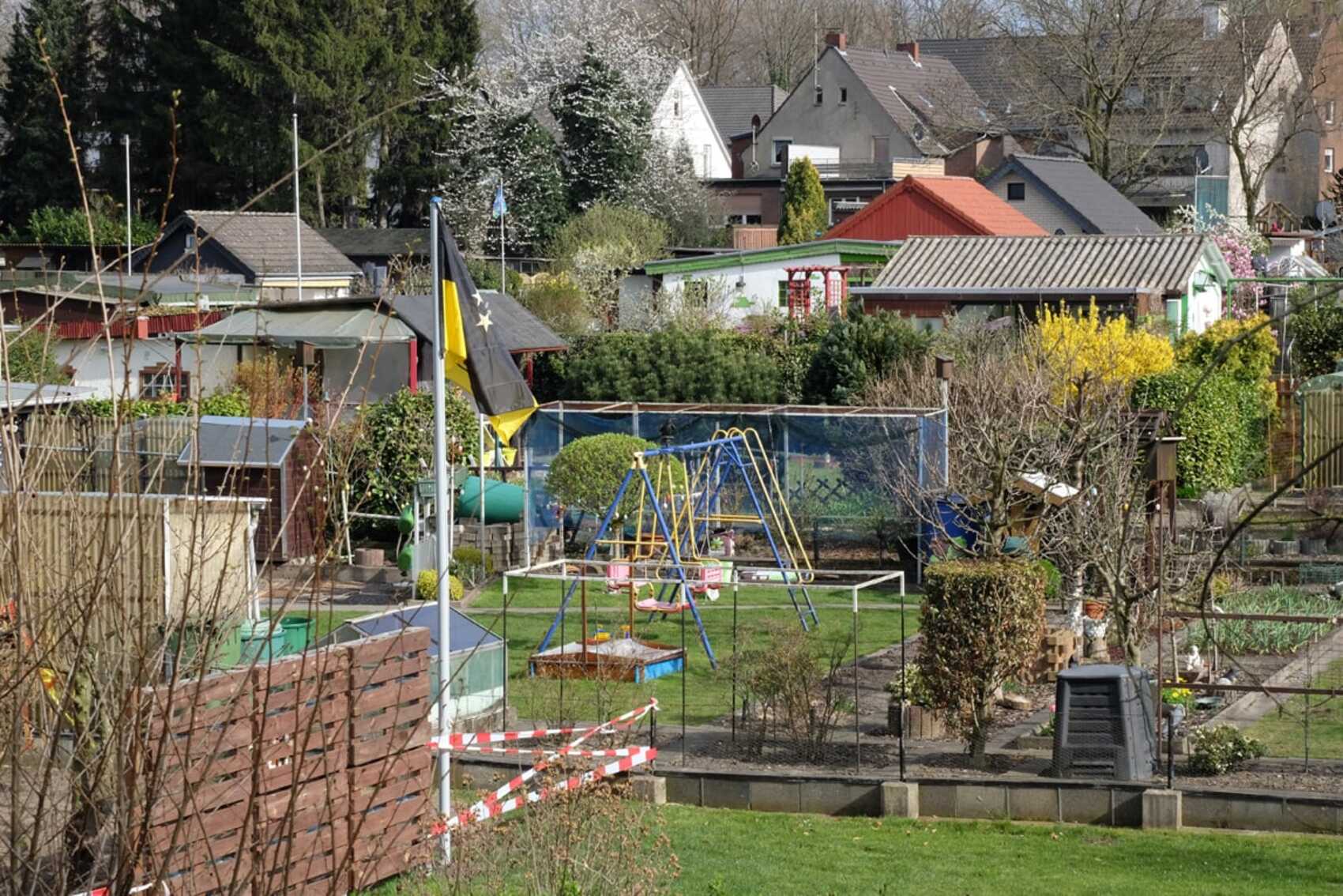 Blick auf eine Kleingartenanlage